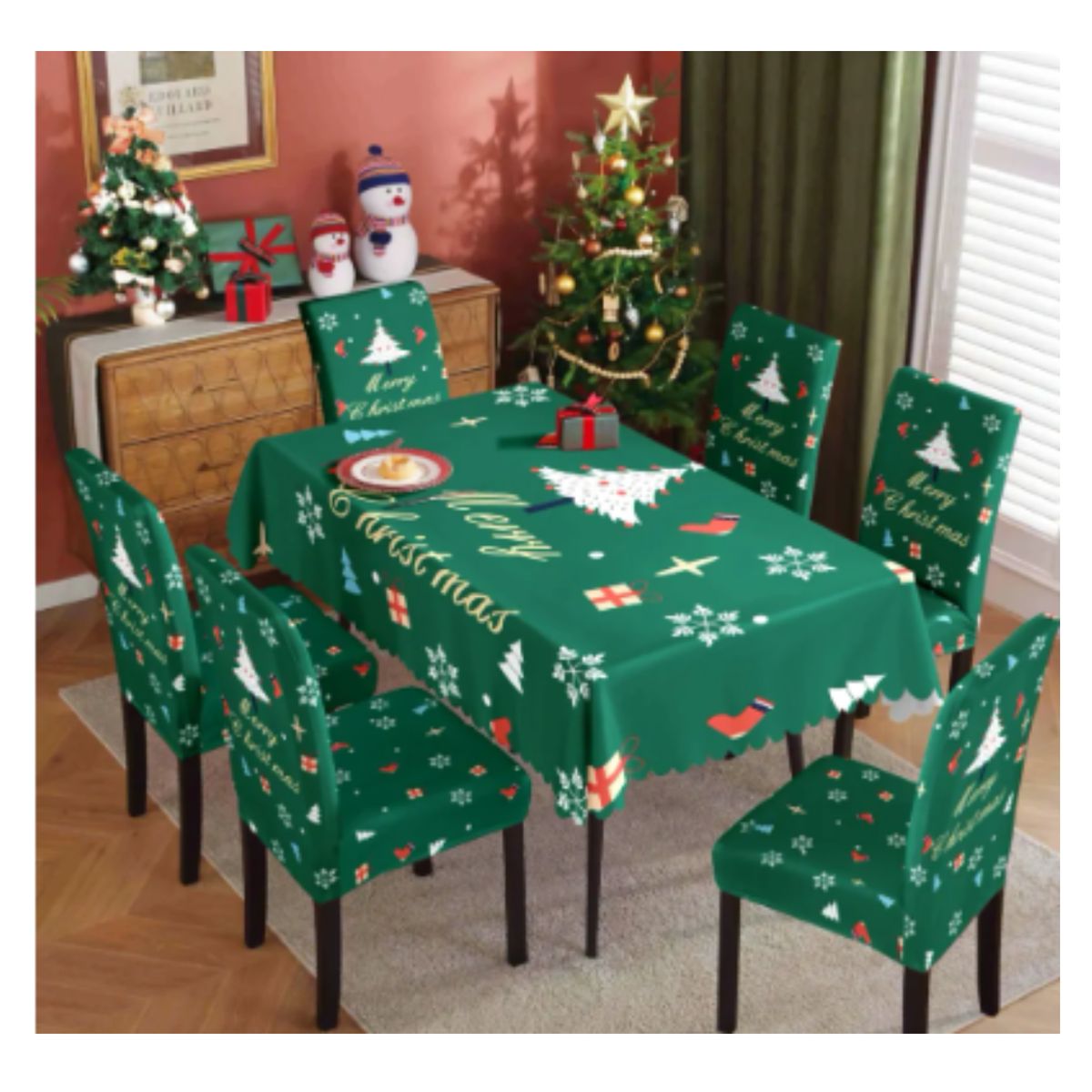 GENERICO - MANTEL NAVIDEÑO + 6 FUNDAS DE SILLA