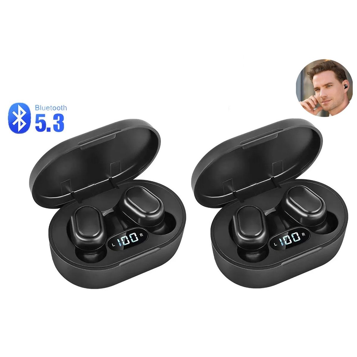 GENERICO - 2 Audifonos v53 blueetooh TWS con pantalla LED