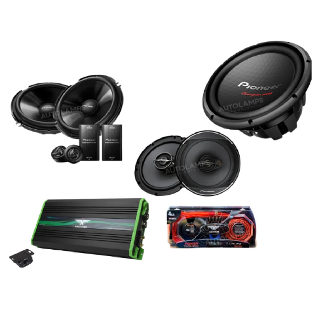 PIONEER - COMBO COMPLETO PIONEER COMPONENTES+COAXIALES+AMP+SUB