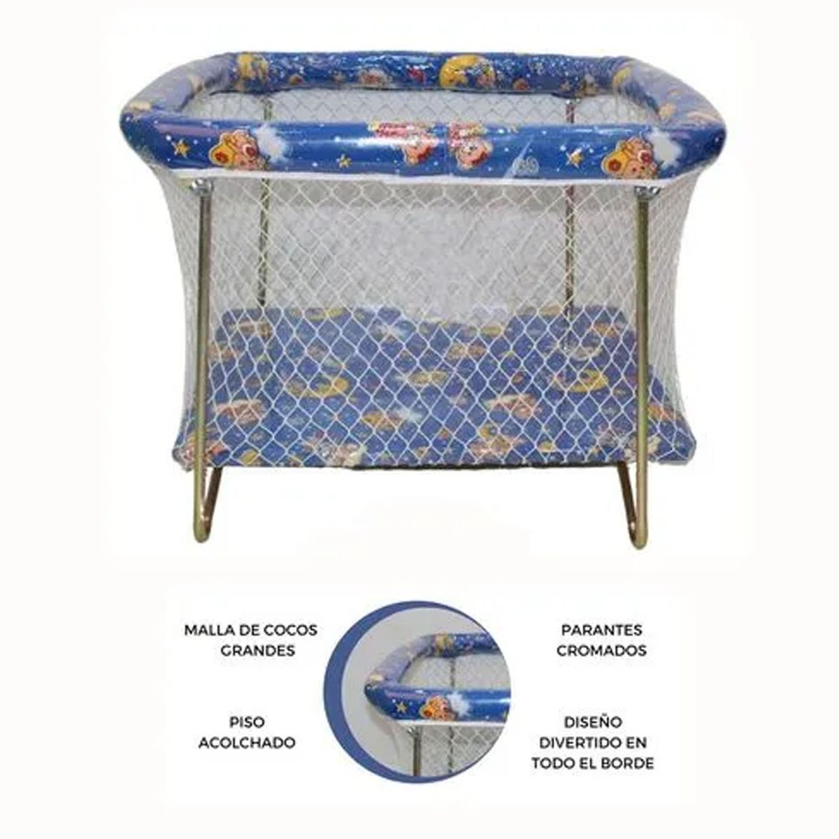 GENERICO - Corral para Bebes Acolchado Cambrel Azul