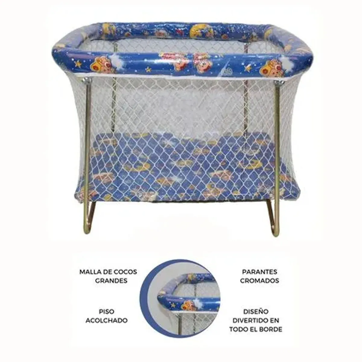 GENERICO - Corral para Bebes Acolchado Cambrel Azul