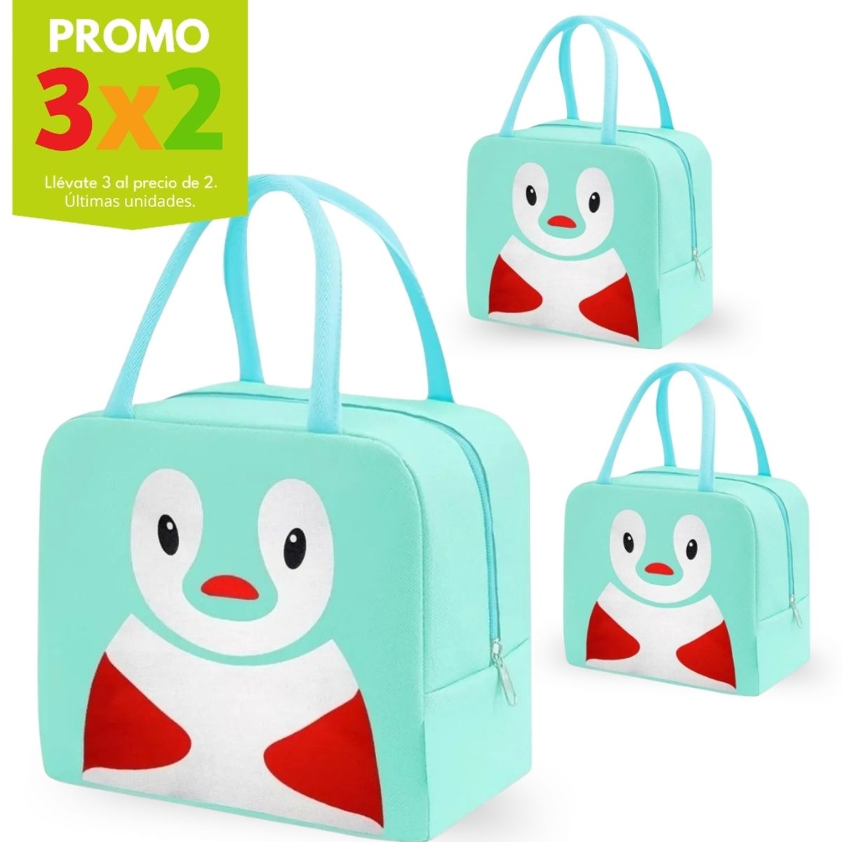 MINARI - Promo 3x2 Lonchera Térmica para Niños Diseño Pingüino VD 067L