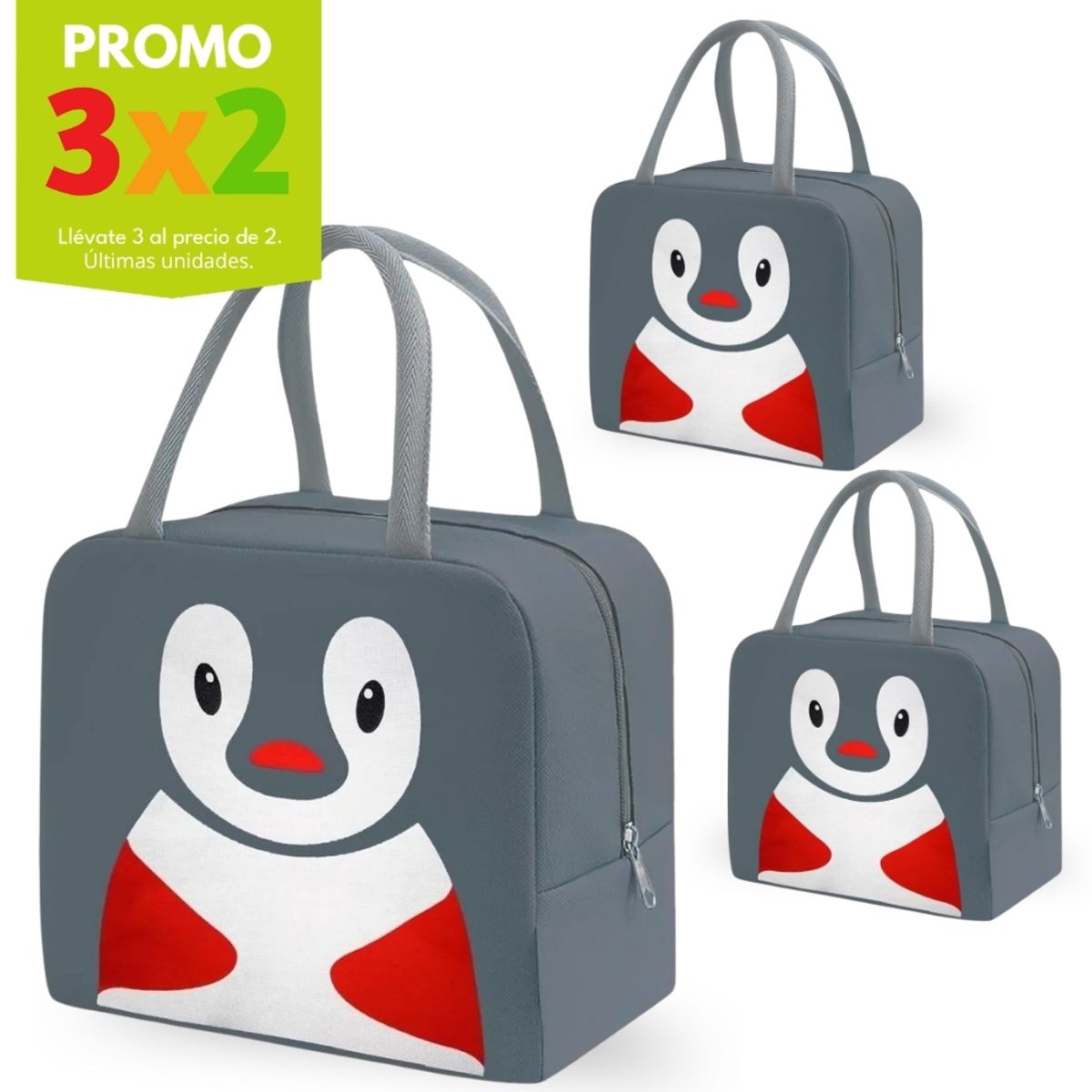 MINARI - Promo 3x2 Lonchera Térmica para Niños Diseño Pingüino GR 067L