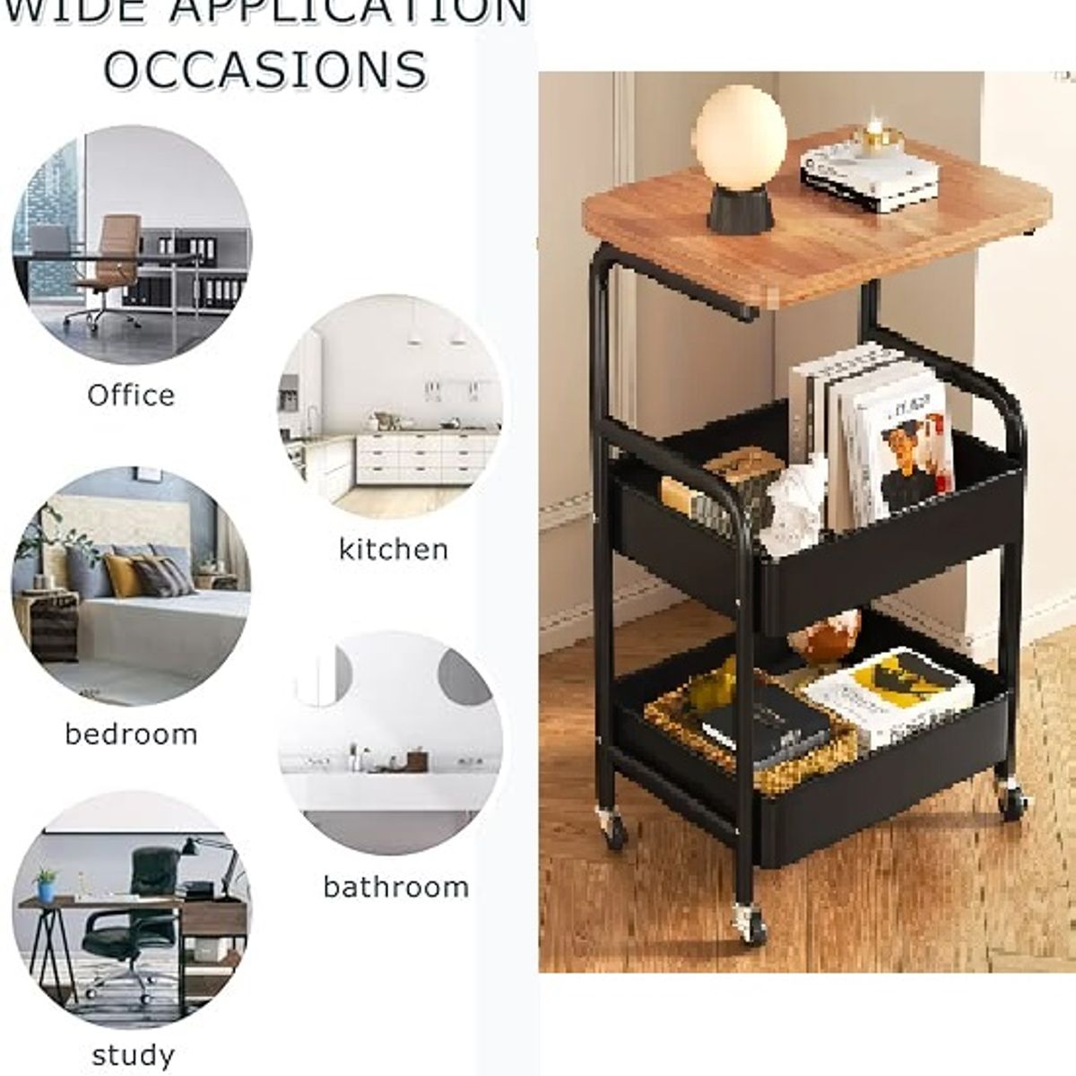 GENERICO - Mesa auxiliar - organizador multiuso con ruedas