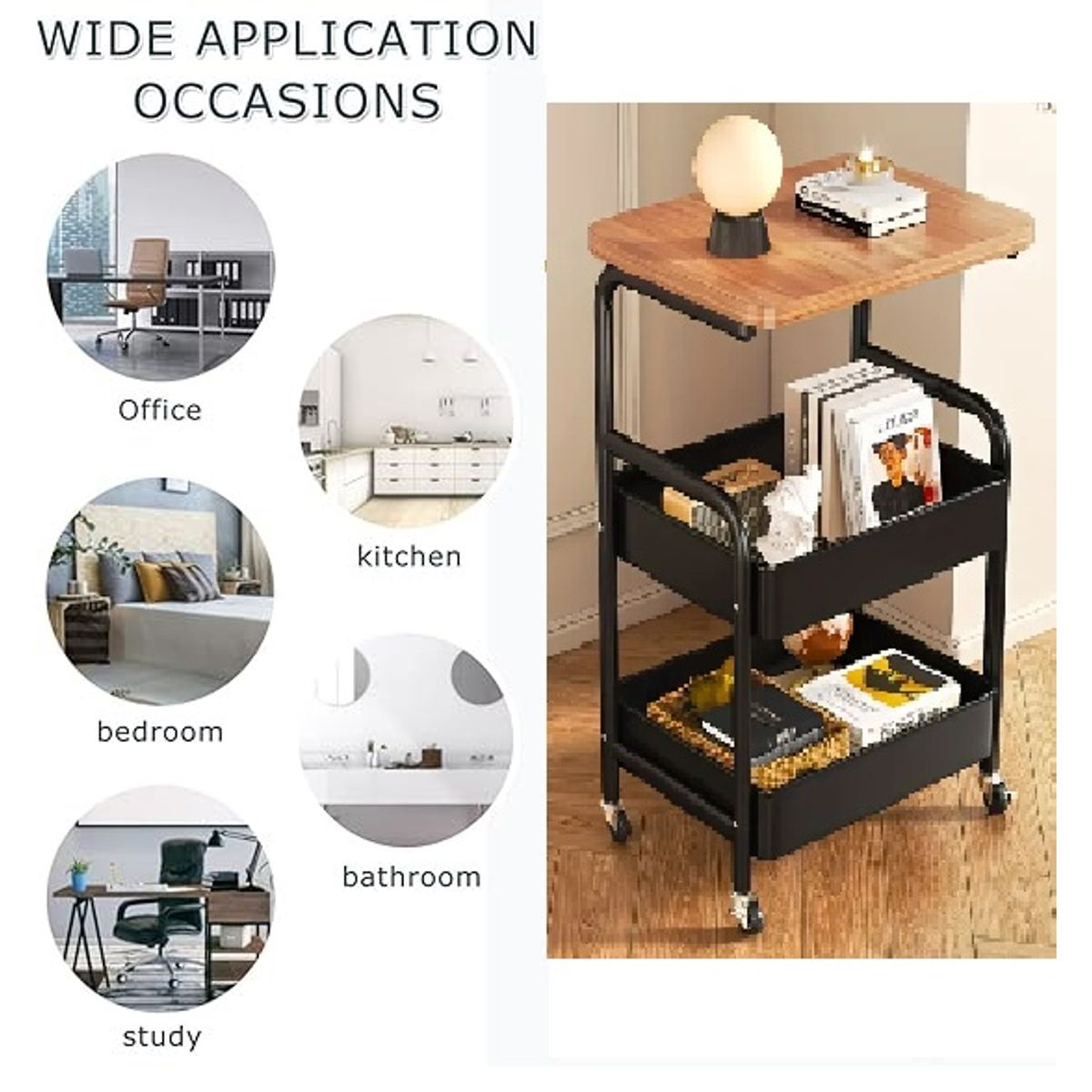 GENERICO - Mesa auxiliar - organizador multiuso con ruedas