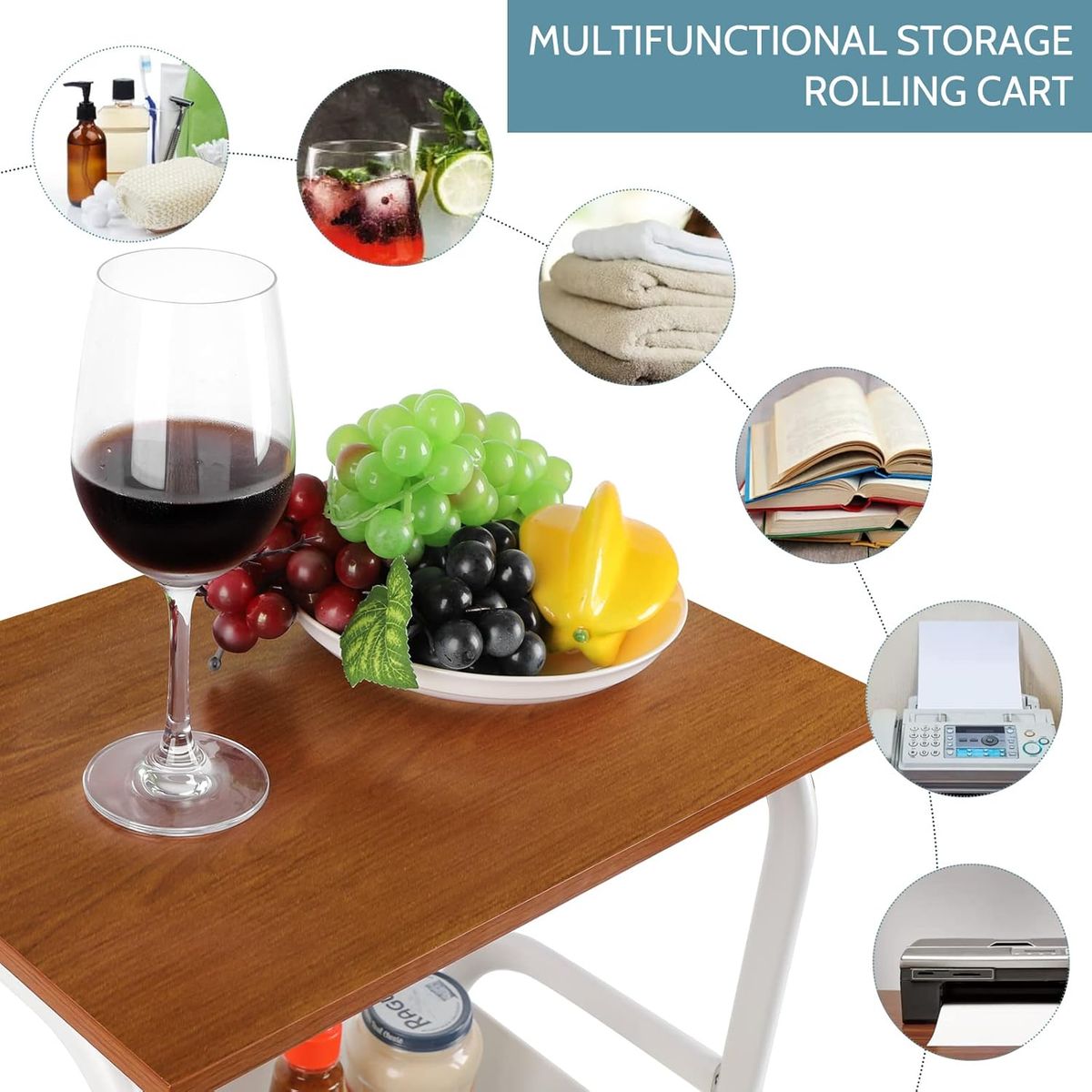 GENERICO - Mesa auxiliar - organizador multiuso con ruedas