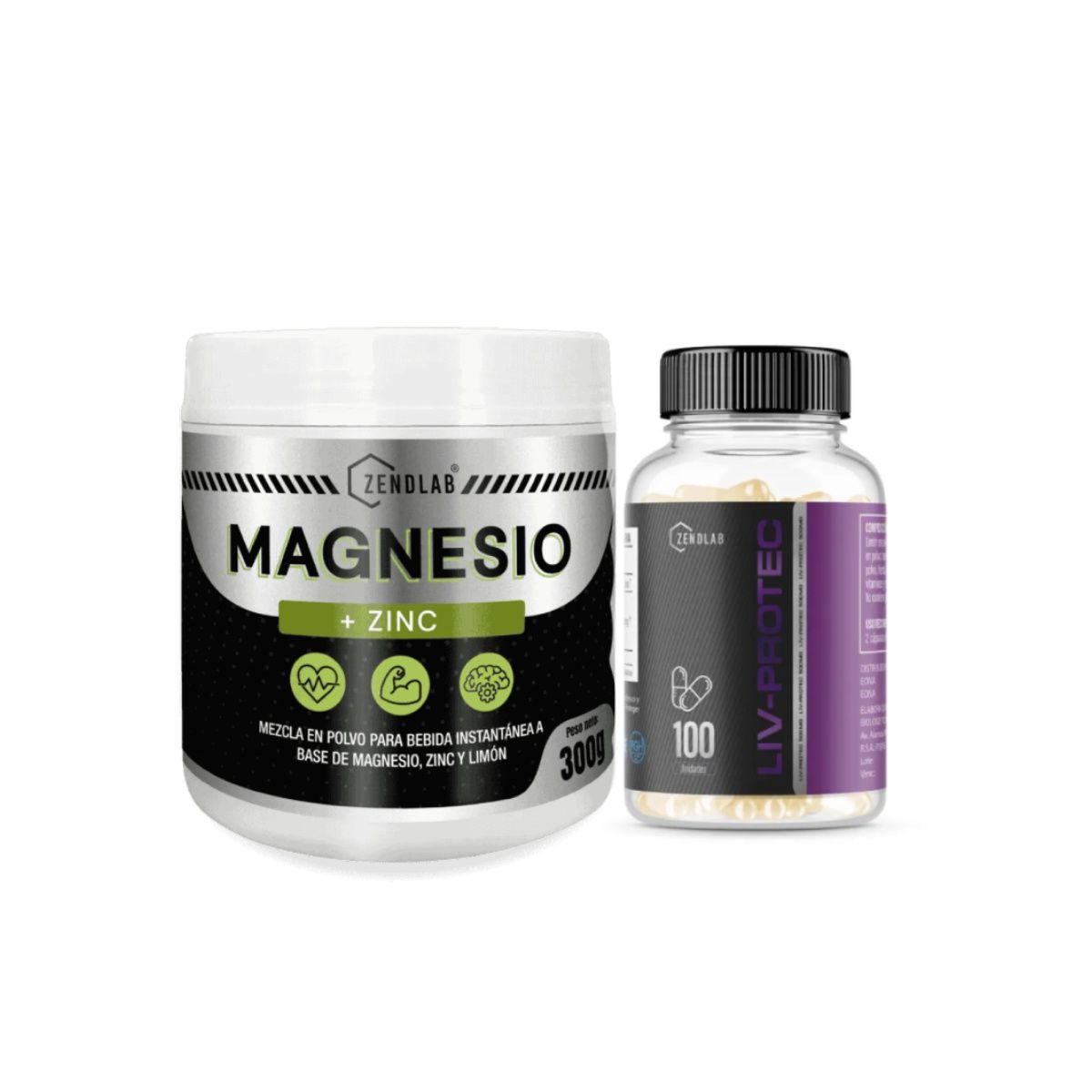 ZENDLAB - Pack Citrato de Magnesio 300GR + Cardomariano 100 CAPS ZENDLAB