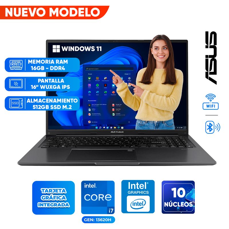ASUS - Laptop ASUS Vivobook 16, Core i7 13620H, 16GB DDR4, 512GB SSD, 16 WUXGA IPS