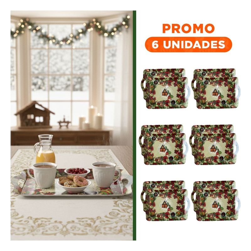 GENERICO - Pack6 Accesorio Rectangular con Diseño con Asas en Crema