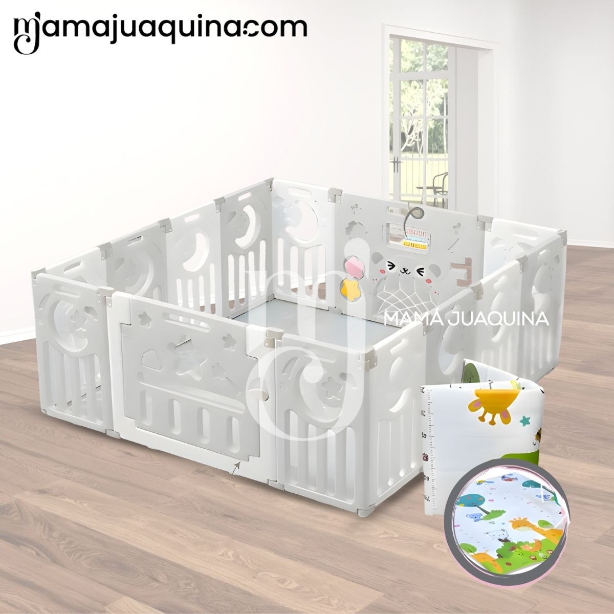 BABY - Corral Interactivo Plegable con Alfombra «NUNIS» Gray