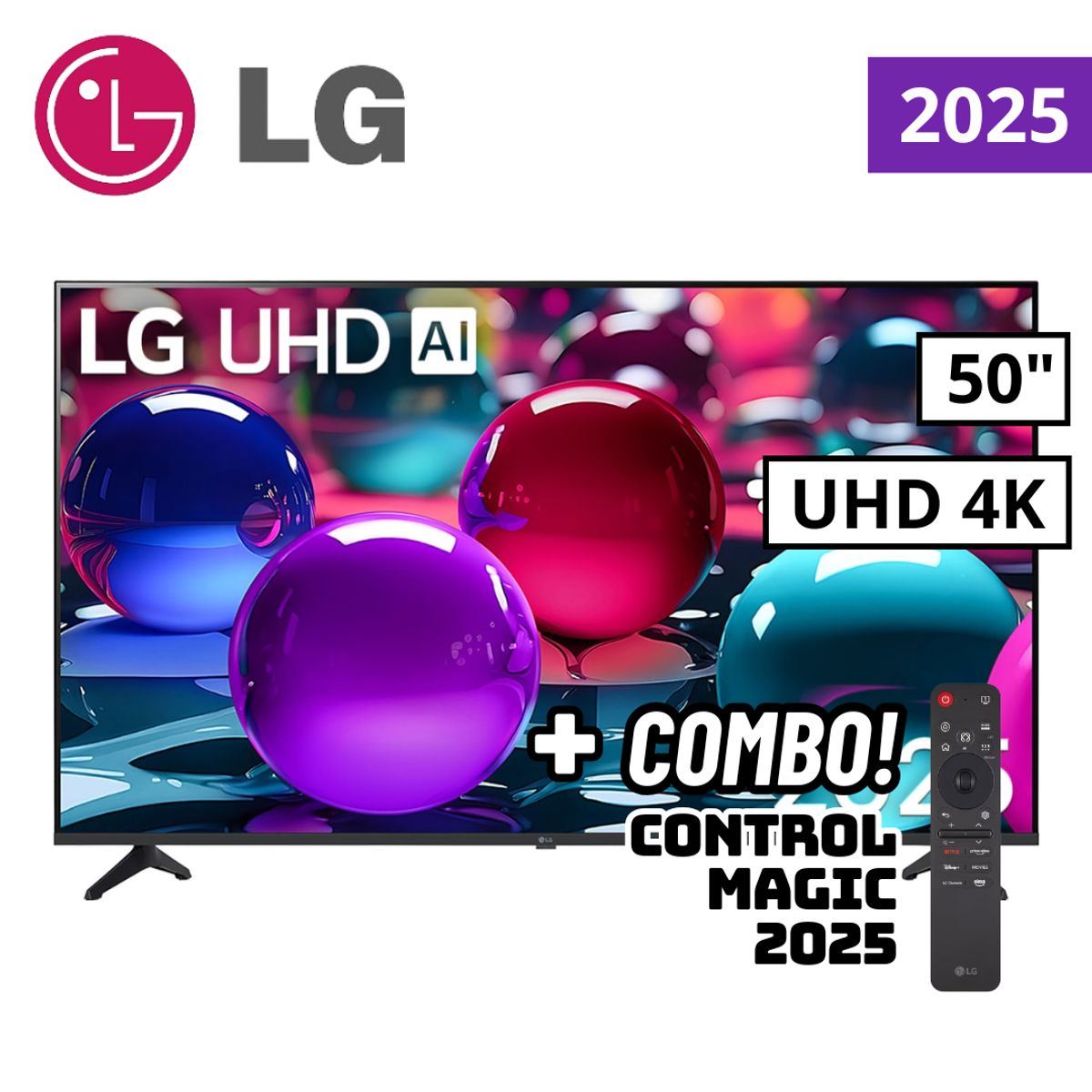 LG - TELEVISOR LG 50 SMART TV THINQ AI WEBOS HUB 4K UHD LED 2025 - 50UA7300PSB + CONTROL MAGIC 2025