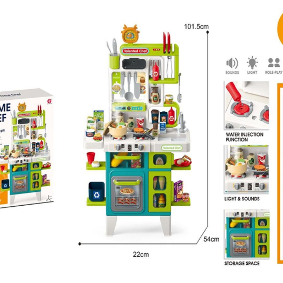 GENERICO - Cocina Infantil Juego con Luz, Sonido Y Agua 104 piezas