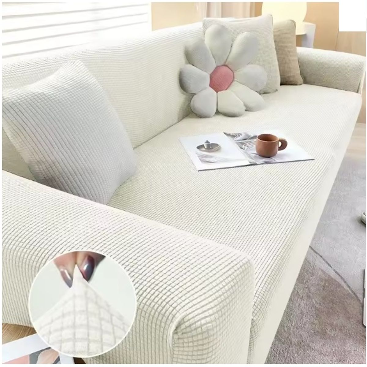 GENERICO - Set Fundas para muebles 3, 2, 1 - PERLA / MODELO GALLETA