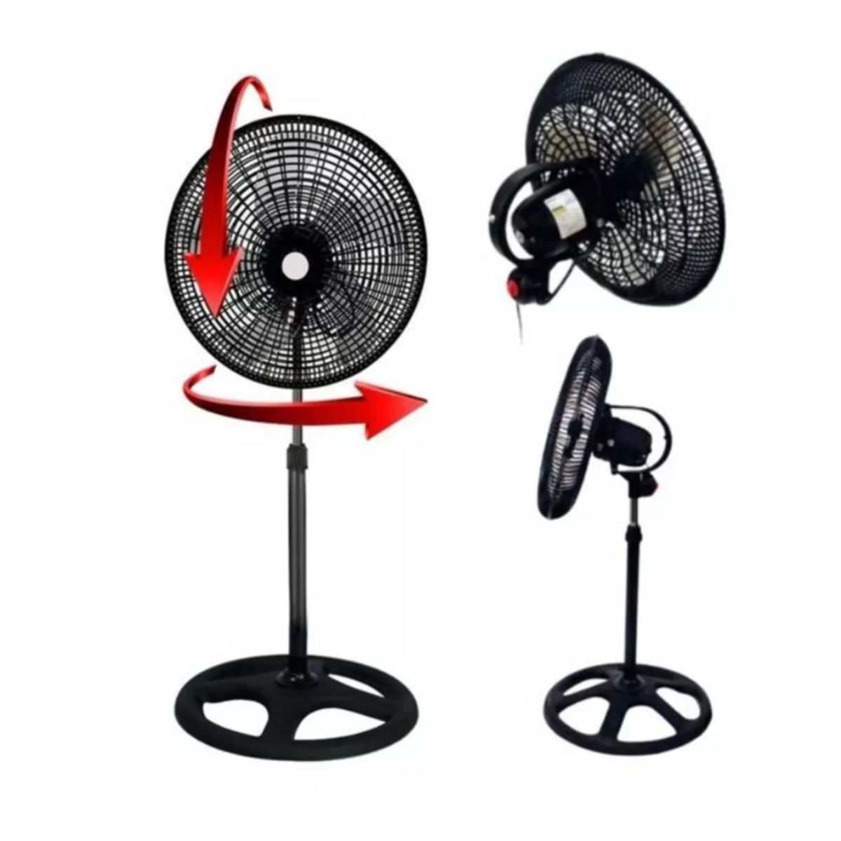 GENERICO - Ventilador Orbital 360° de 5 Aspas Metalicas Malla Plastica 3 en 1 18"