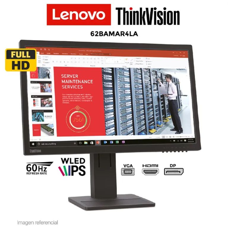Monitor Lenovo ThinkVision E22-28 215 FHD IPS HDMI VGA DP | Sodimac Perú