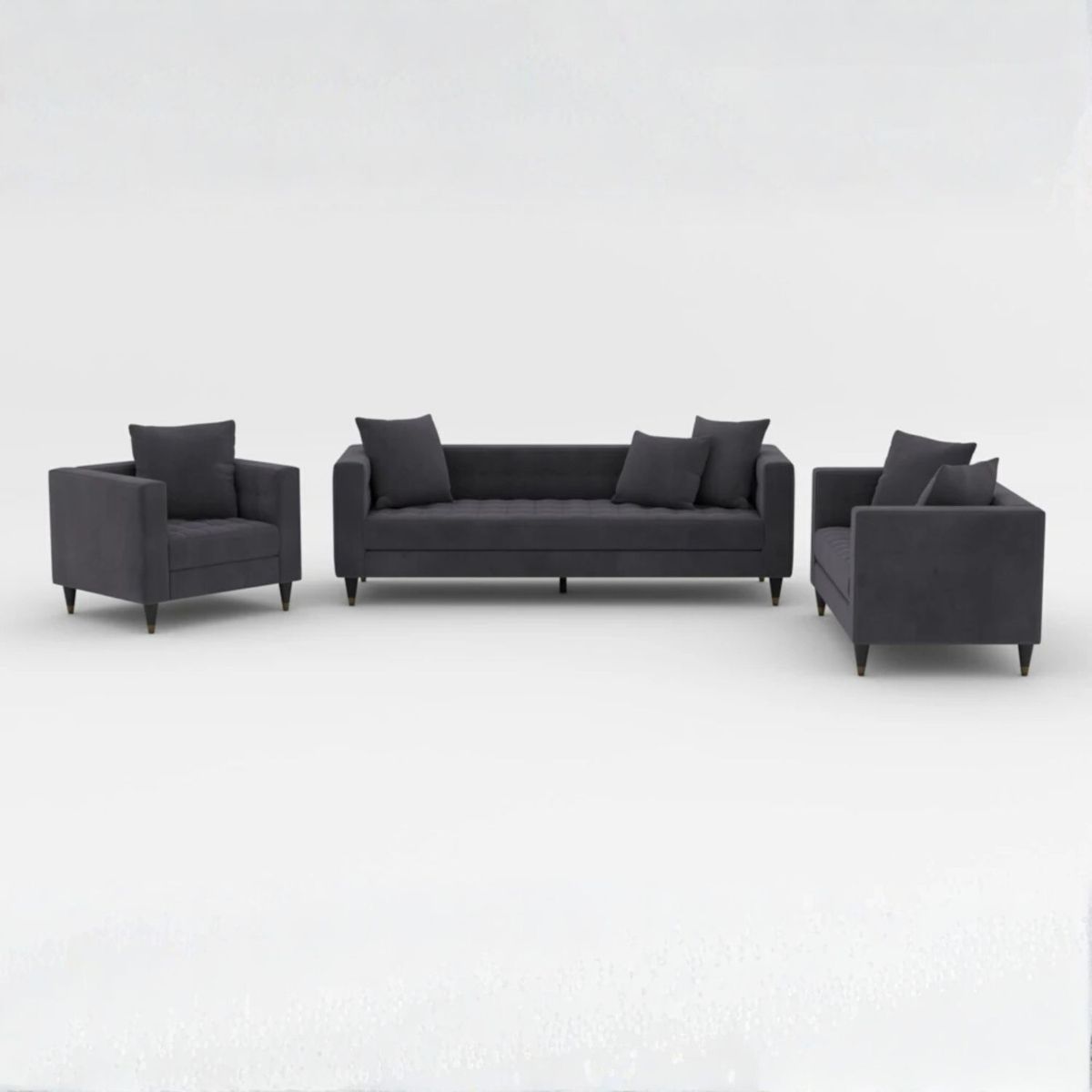 GENERICO - Juego de Sala Blacke 3-2-1 en Tela Chenille Antifluido color negro  LMUEBLE