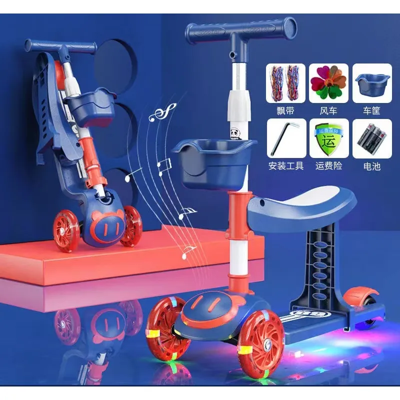 SCOOTER - Scooter Niños Con Asiento Luces Musical Azul