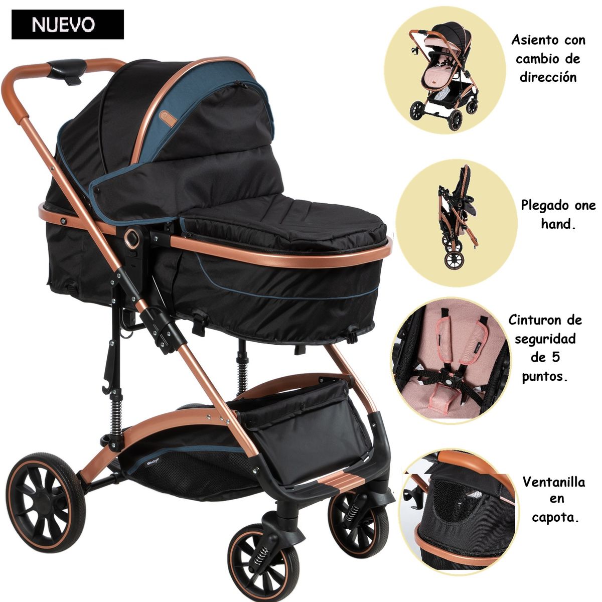 EBABY - Coche Moises Plegable Sundance azul