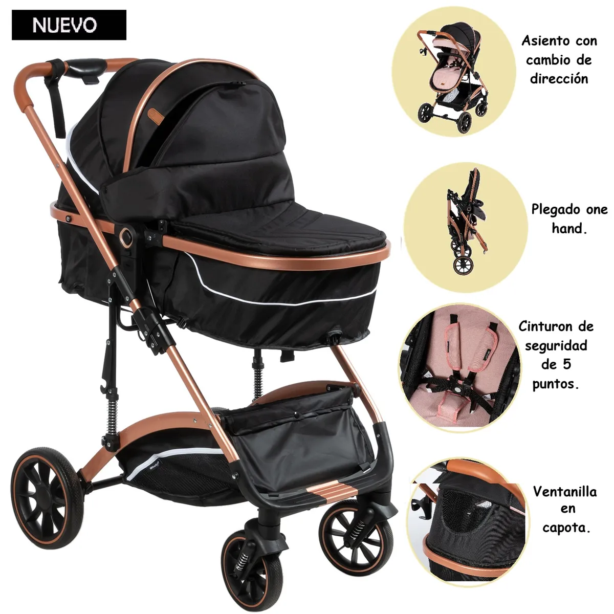 EBABY - Coche Moises Plegable Sundance negro