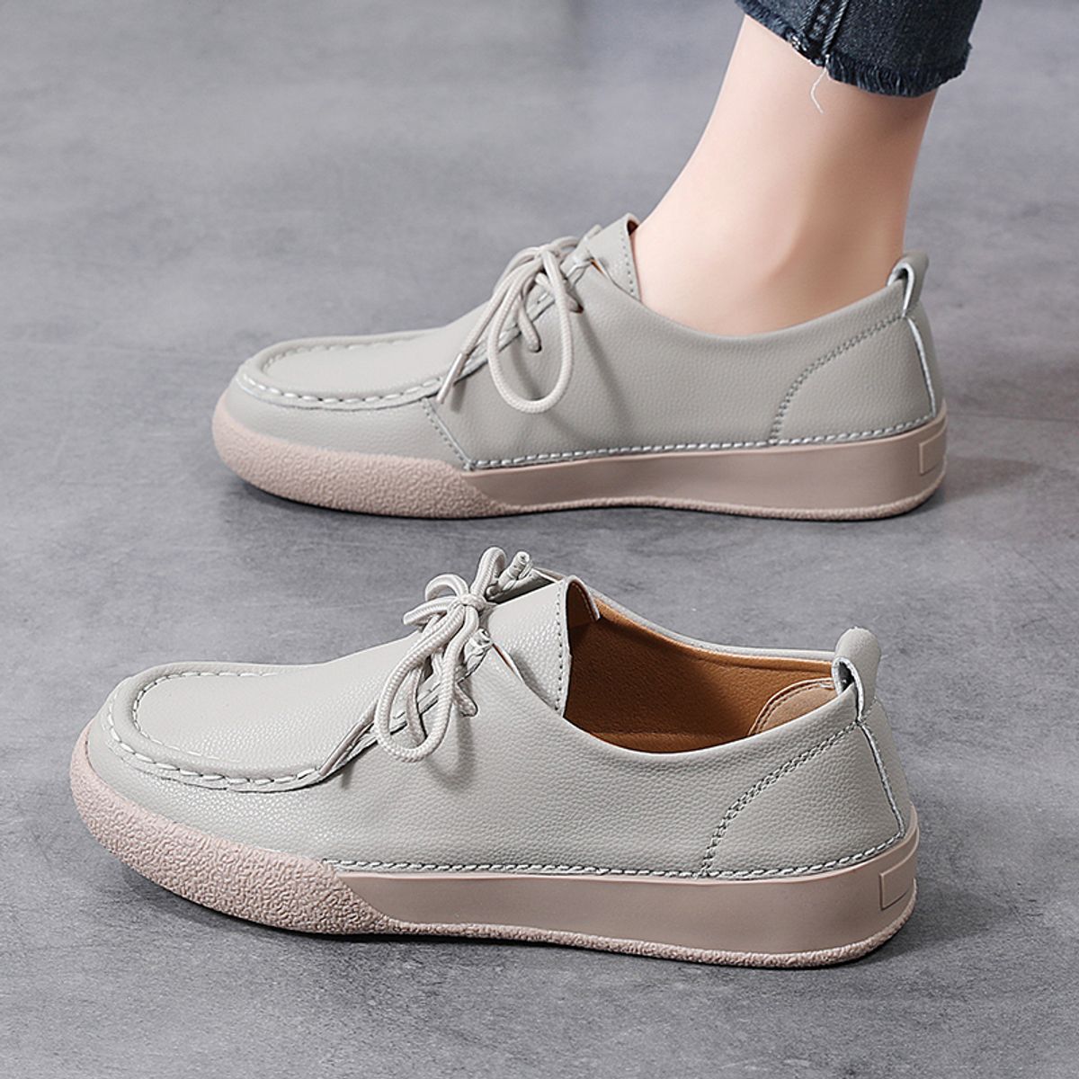 SHANDIAN - Zapatillas Mujer Beige