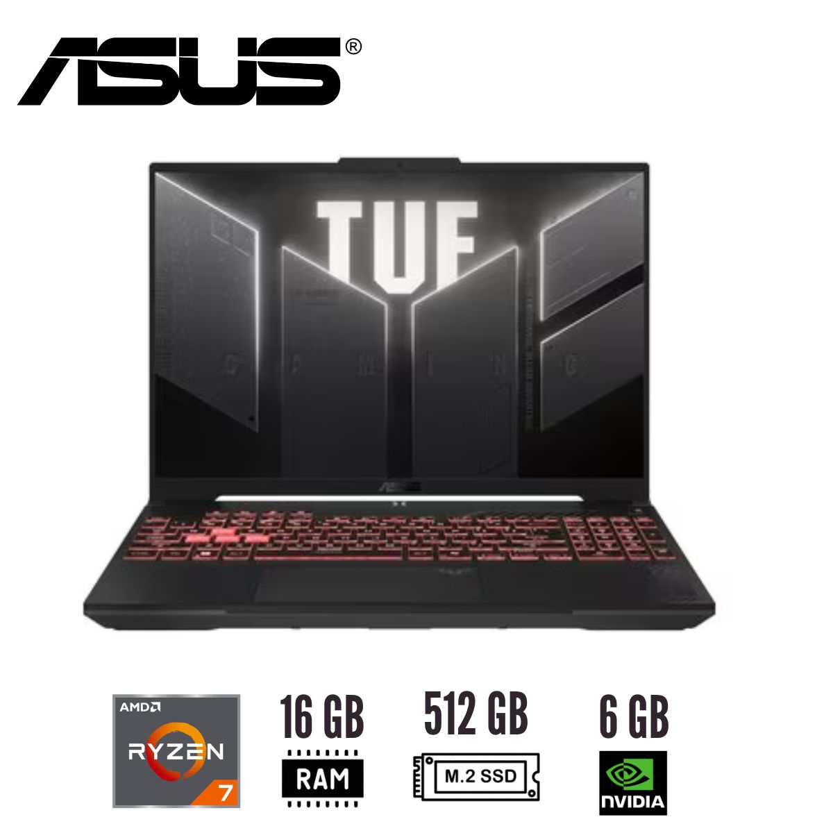 ASUS - Notebook ASUS TUF Gaming A16 FA607NUG-RL117 16" Ryzen 7 7445HS 16GB 512GB RTX 4050 6GB FreeDOS