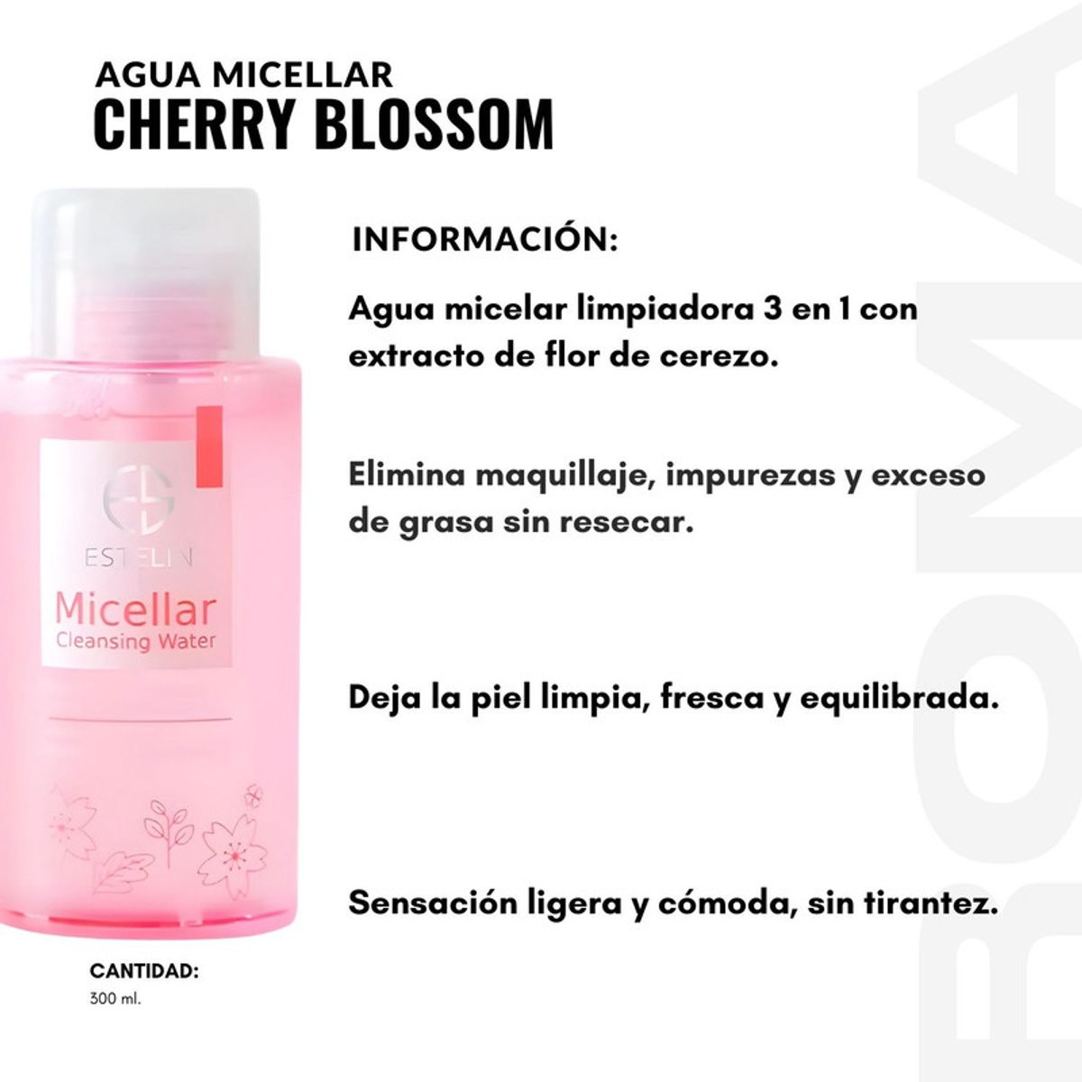 GENERICO - PACK 3 AGUA MICELAR CHERRY BLOSSOM 300ML ESTELIN