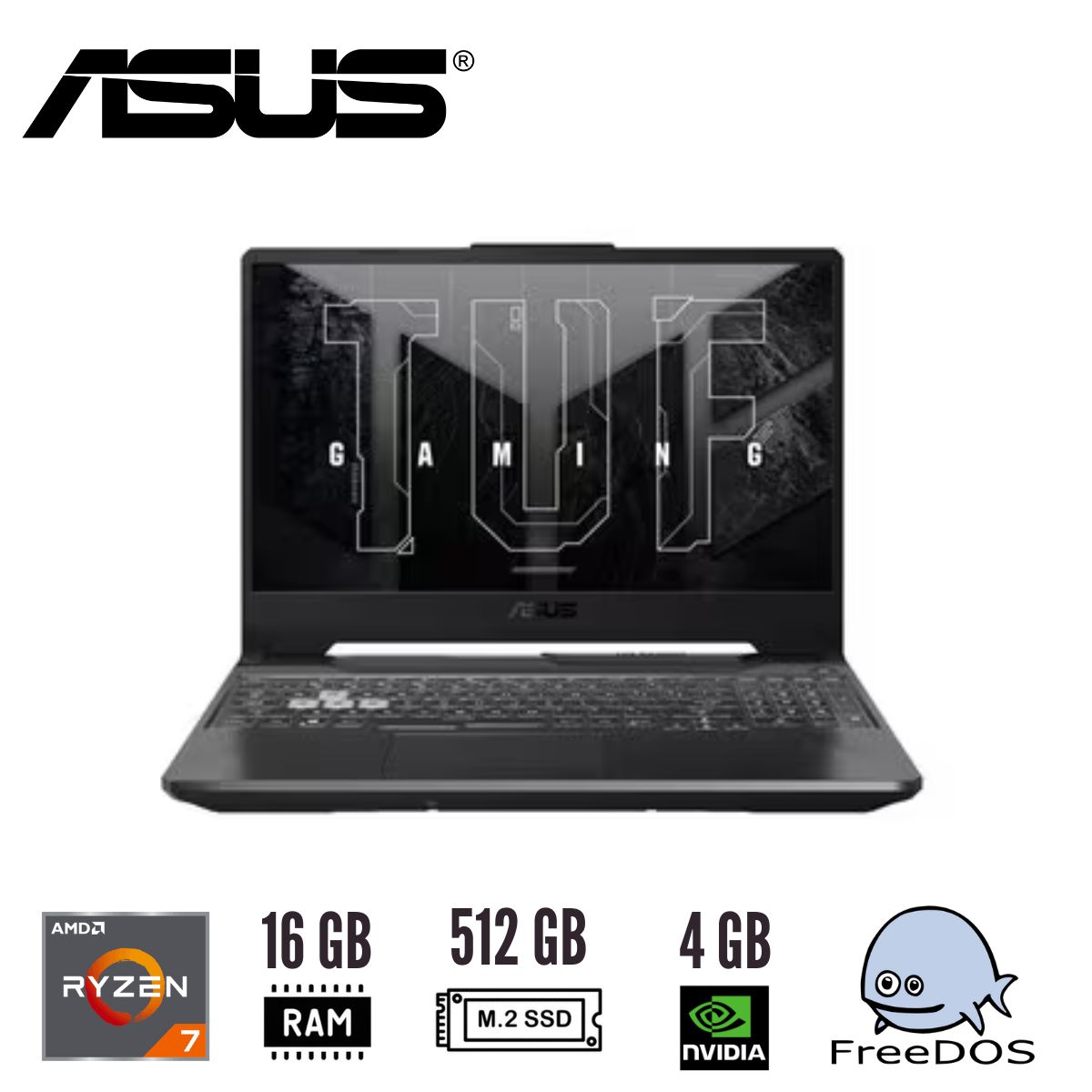 ASUS - Notebook ASUS TUF Gaming A15 FA506NCG-HN185 15.6" Ryzen 7 7445HS 16GB 512GB RTX 3050 4GB FreeDOS