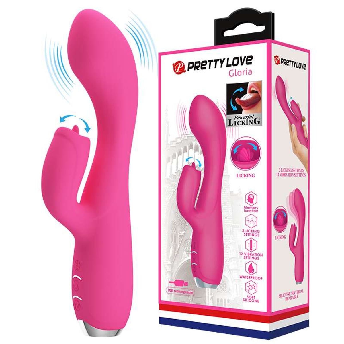 PRETTY LOVE - Vibrador Rabbit Gloria con Lengua Vibradora y 10 Niveles Pretty Love