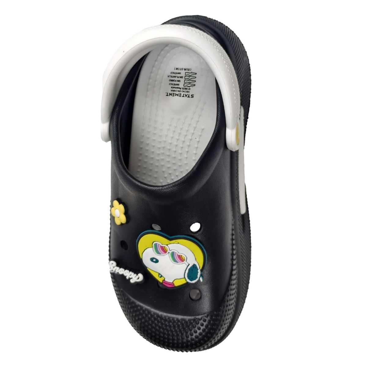 SNOOPY - Sandalias Mujer Clog Casual Snoopy Negro