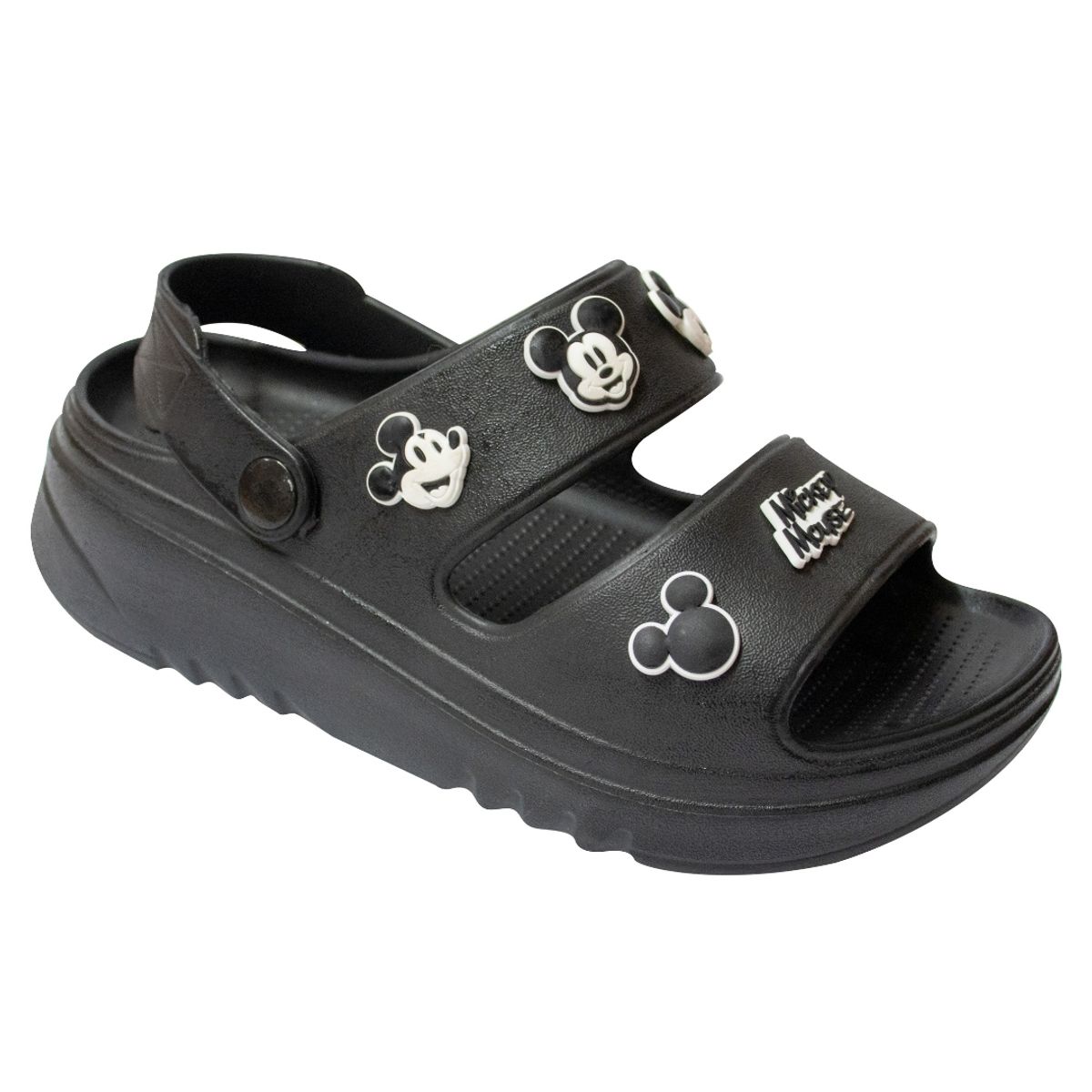 MICKEY MOUSE - Sandalias Mujer Playera Plataforma Mickey Mouse Negro