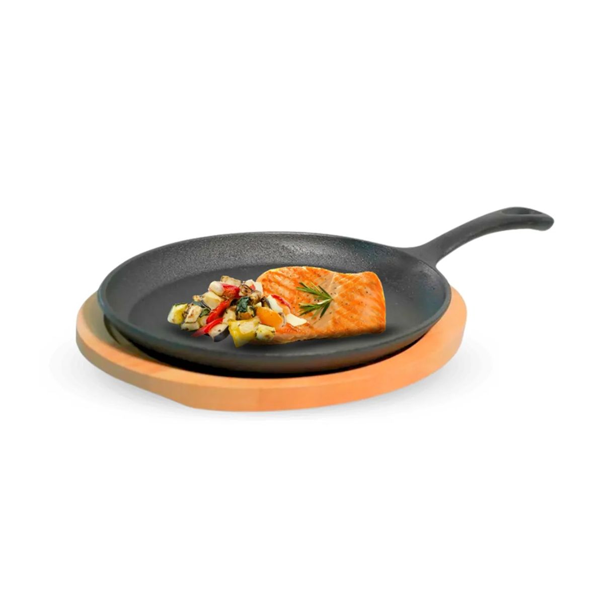 RECORD - SARTEN OVALADA DE HIERRO FUNDIDO RECORD CON BASE DE MADERA