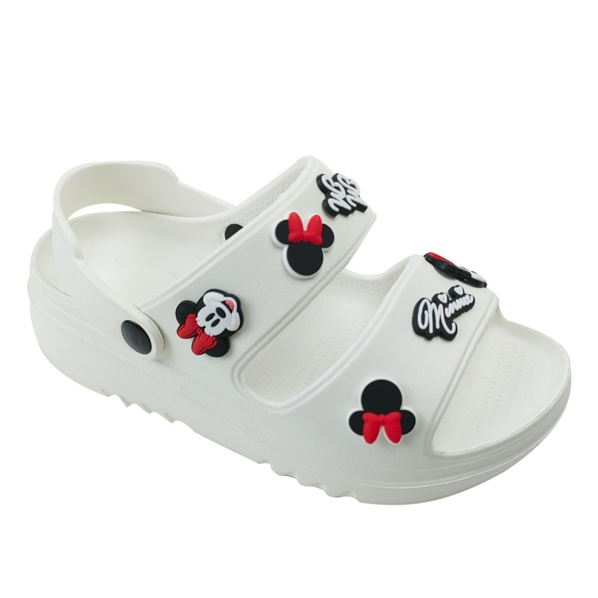 MINNIE - Sandalias Mujer Playera Plataforma Minnie Mouse Blanco