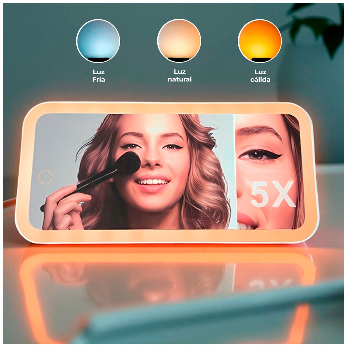 GENERICO - Espejo led para autos táctil con 3 tonos de luz