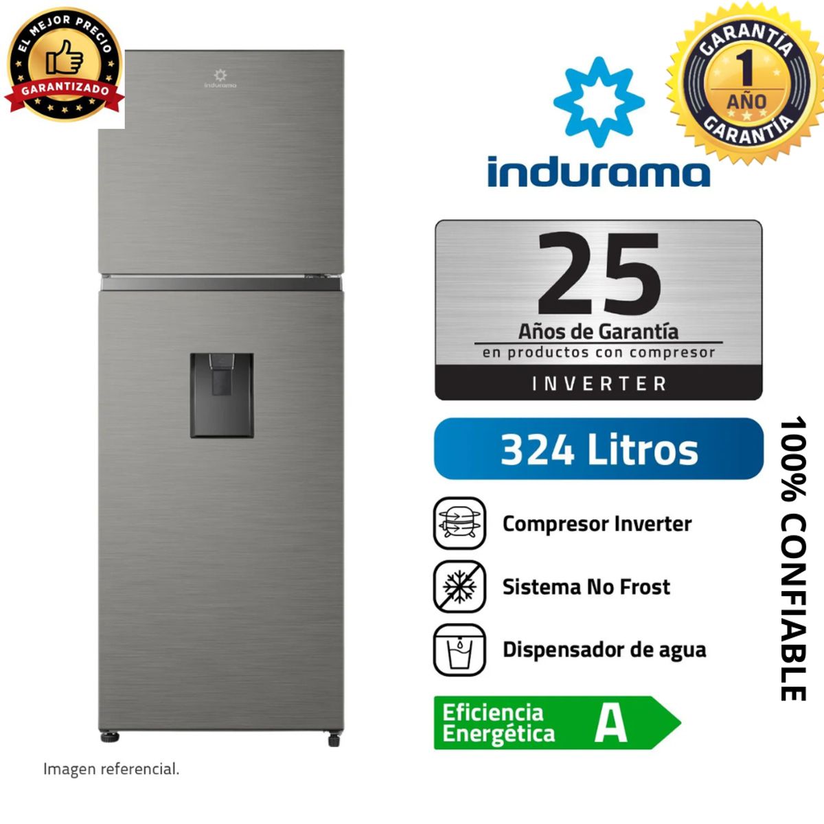 INDURAMA - Refrigeradora Con Dispensador Croma 324lt Ri-439di_.