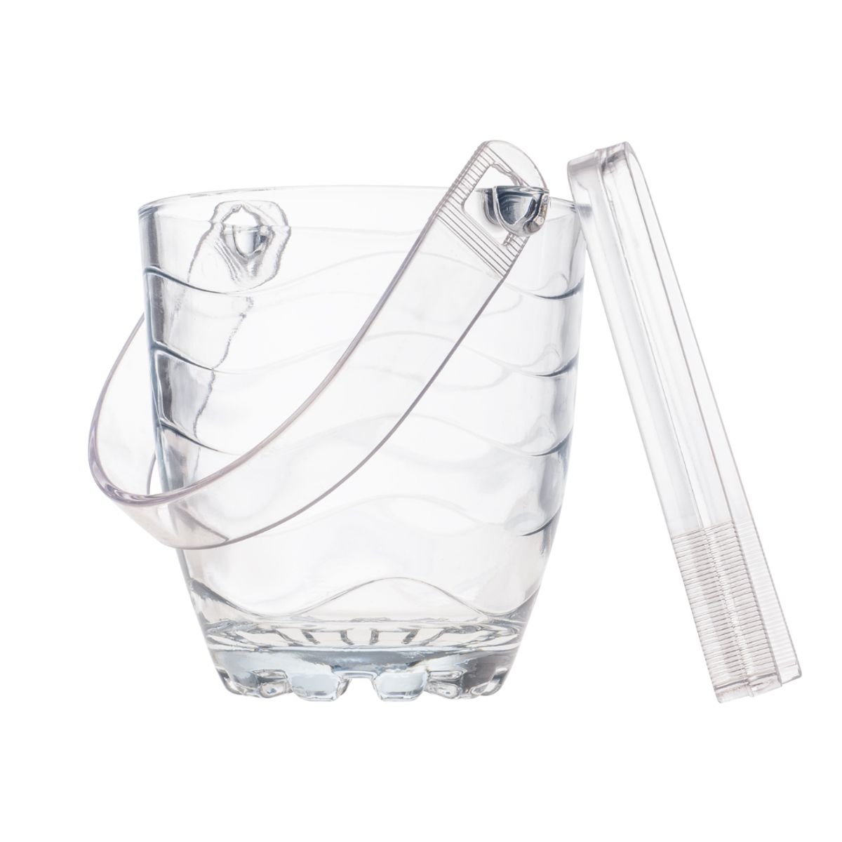 INSPIRA MARKET - Hielera de vidrio transparente con pinza y agarradera Ondas