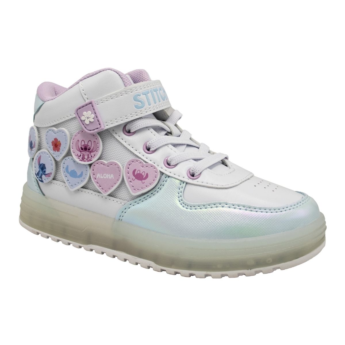 LILO & STITCH - Zapatillas Niña Stitch Botin Blanco Celeste Con Luces
