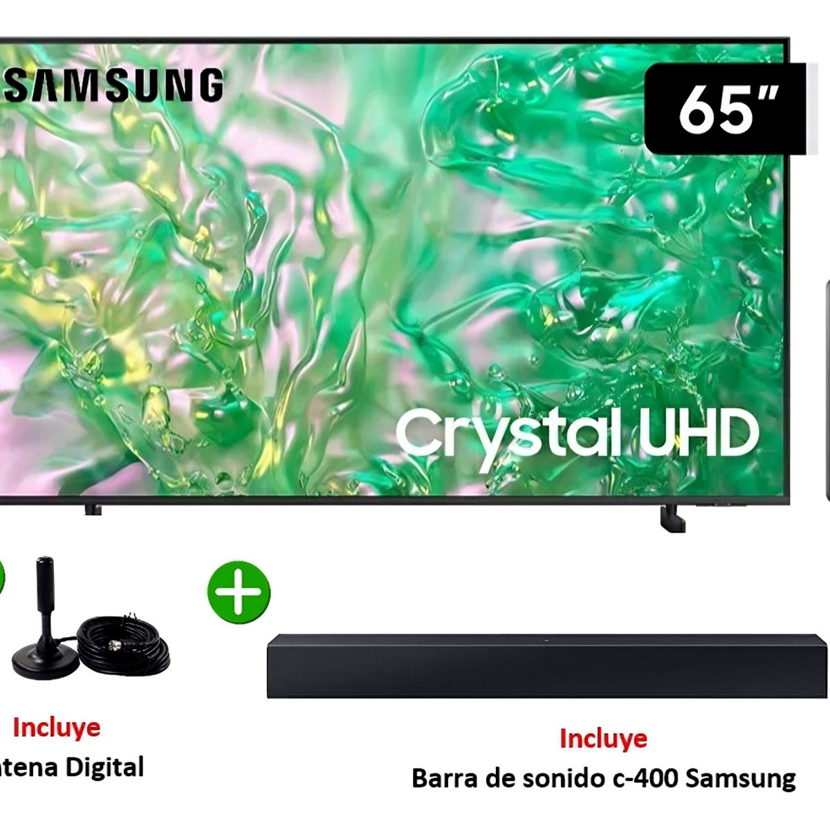 SAMSUNG - Televisor 65 Crystal UHD 65DU8000 4K Tizen OS Smart Tv + Antena Digital + Soundbar c-400