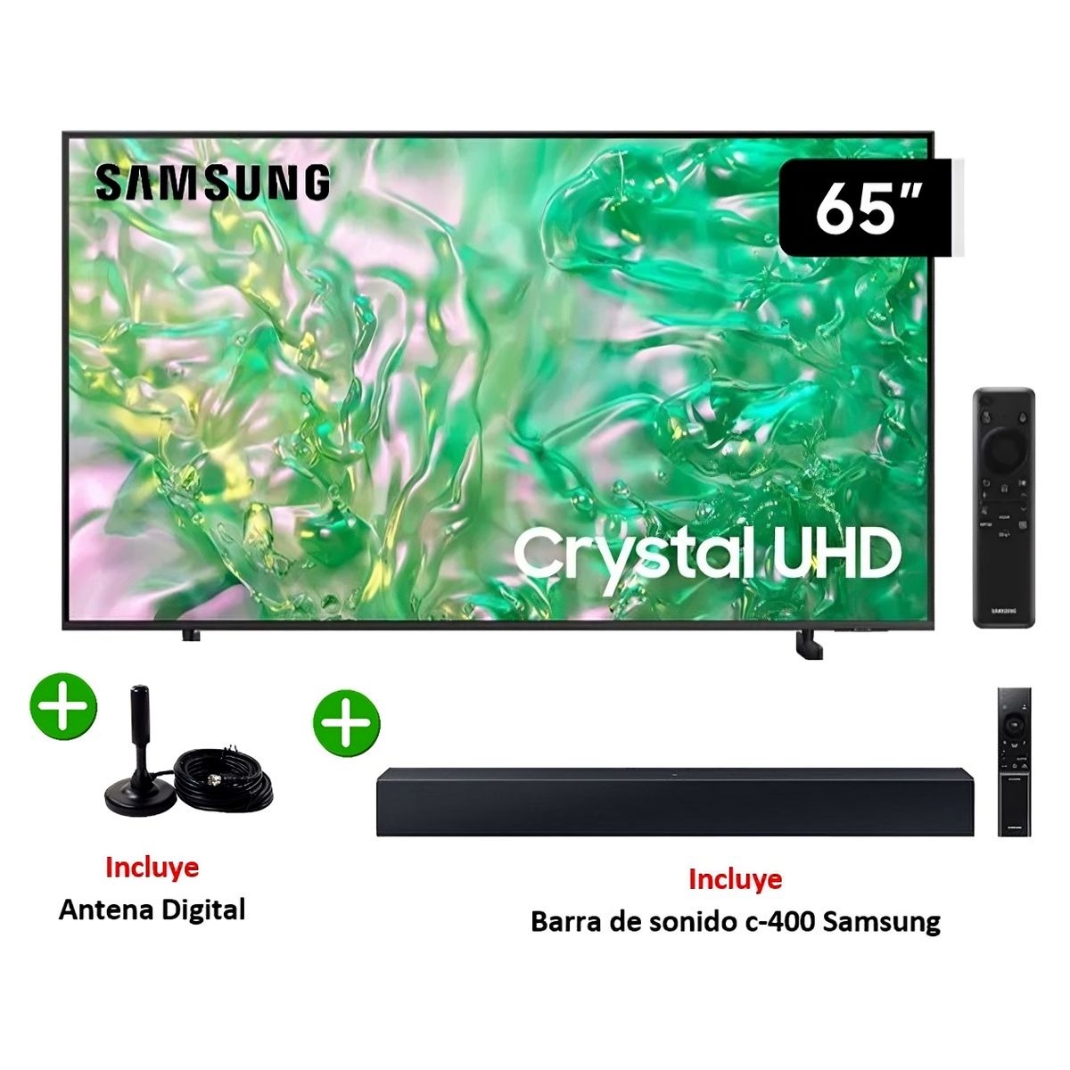 SAMSUNG - Televisor 65 Crystal UHD 65DU8000 4K Tizen OS Smart Tv + Antena Digital + Soundbar c-400