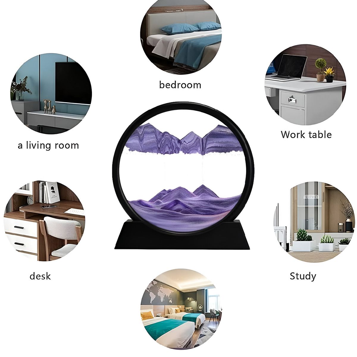 GENERICO - Reloj De Arena 3D Vidrio Redondo con Arena Movediza Líquida Decoración Relajante Hogar U Oficina