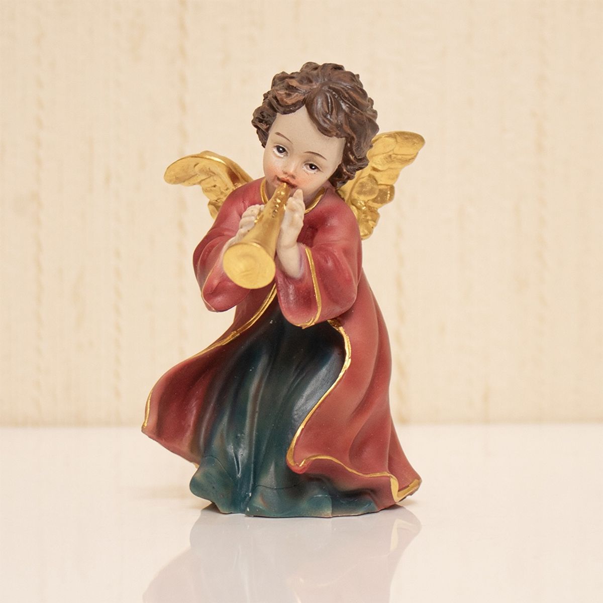 PANORAMA HOGAR - Ángel Decorativo con Corneta 10CM de Poliresina