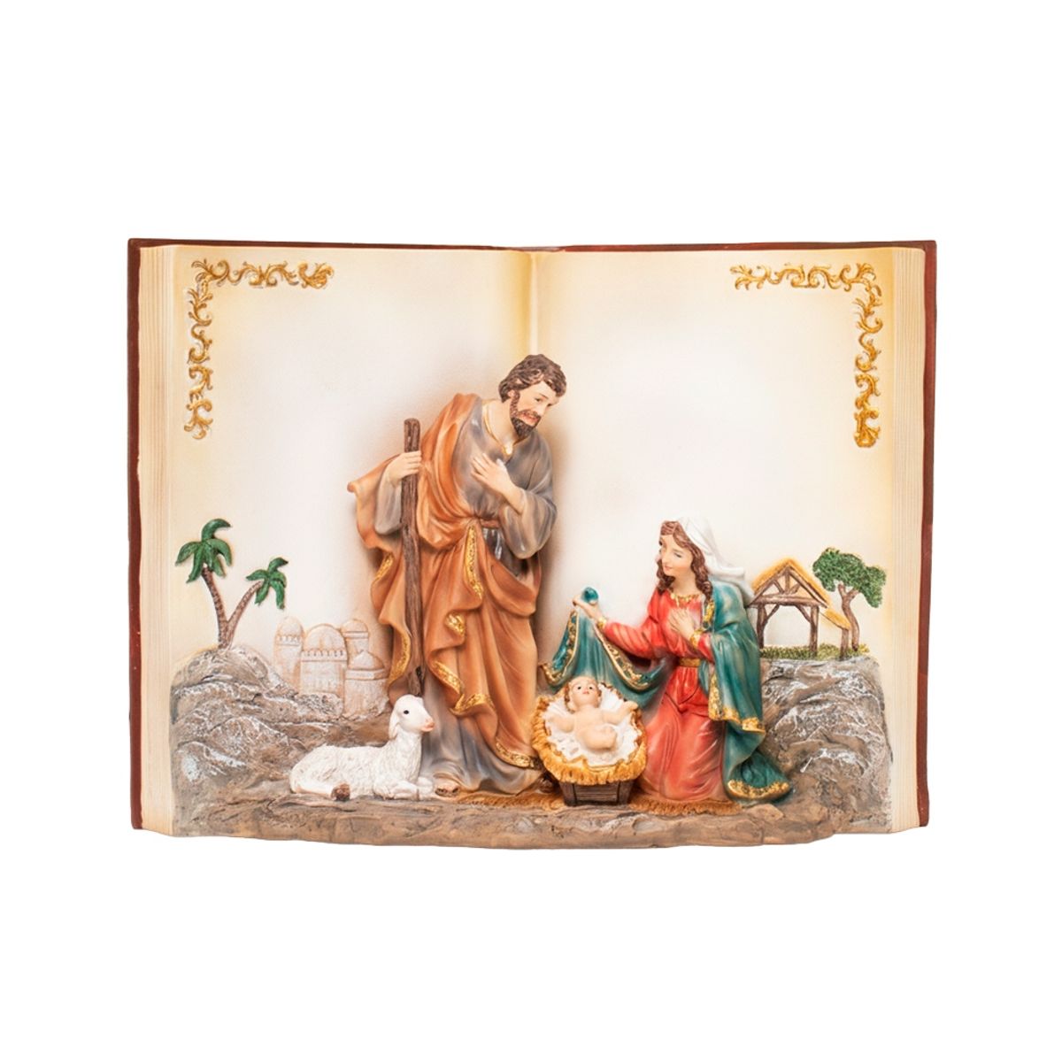 PANORAMA HOGAR - ADORNO Sagrada Familia con Libro 25CM Poliresina