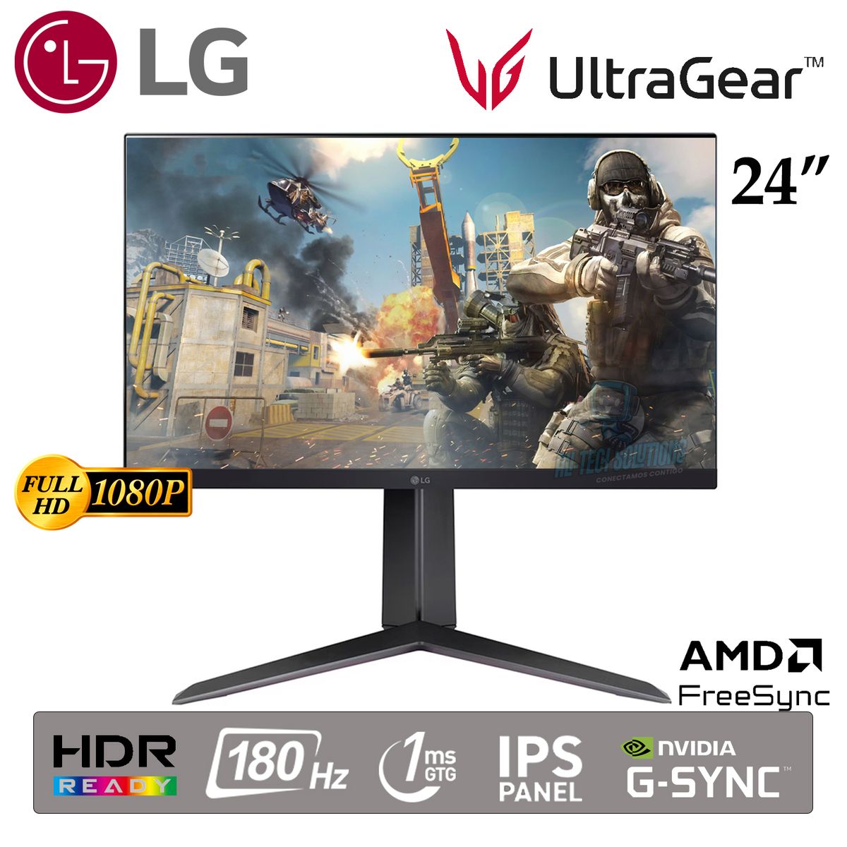 LG - MONITOR LG GAMER UltraGear™ FHD IPS 238 180Hz 1Ms HDMI NEGRO