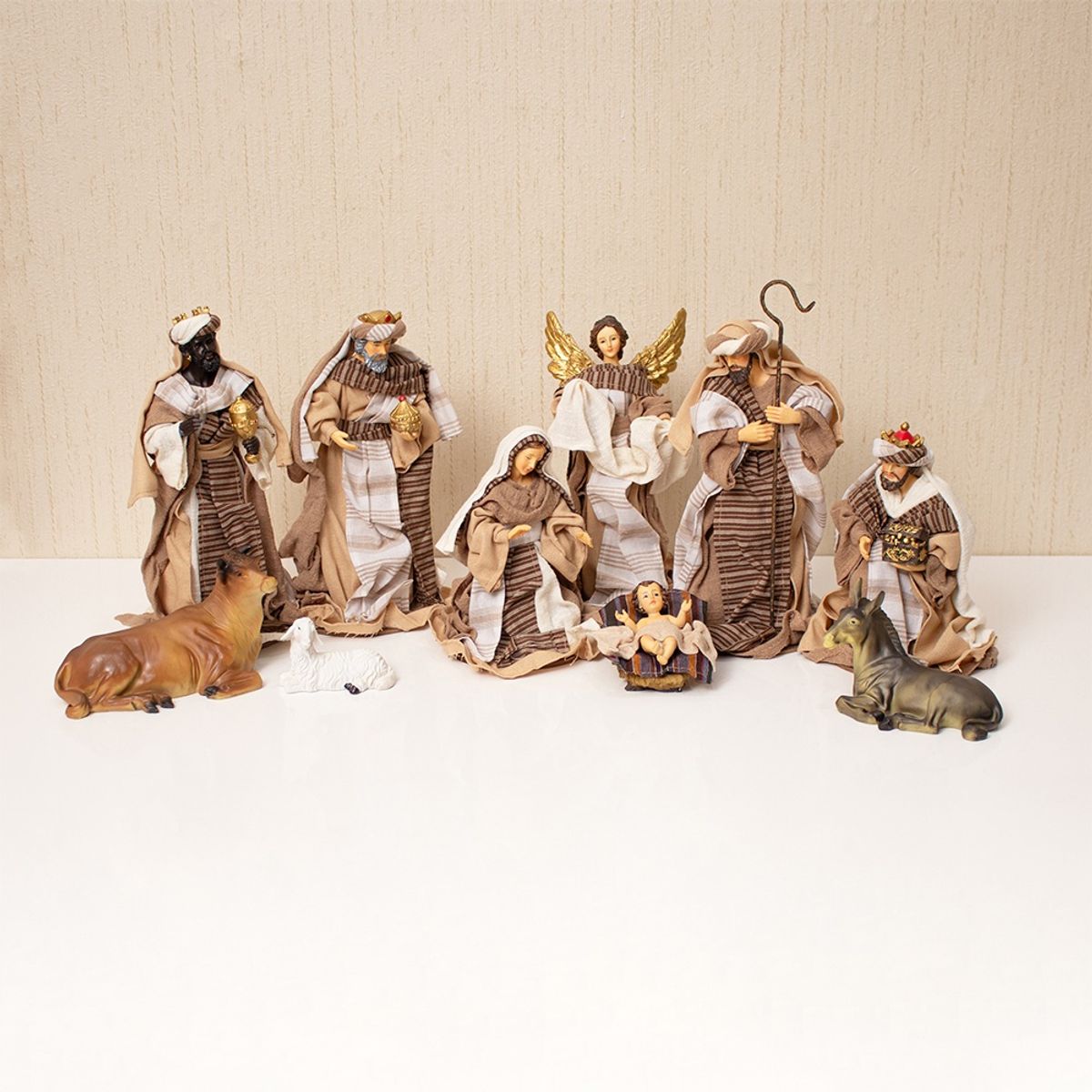 PANORAMA HOGAR - Nacimiento 10 Piezas Beige 254 CM Poliresina