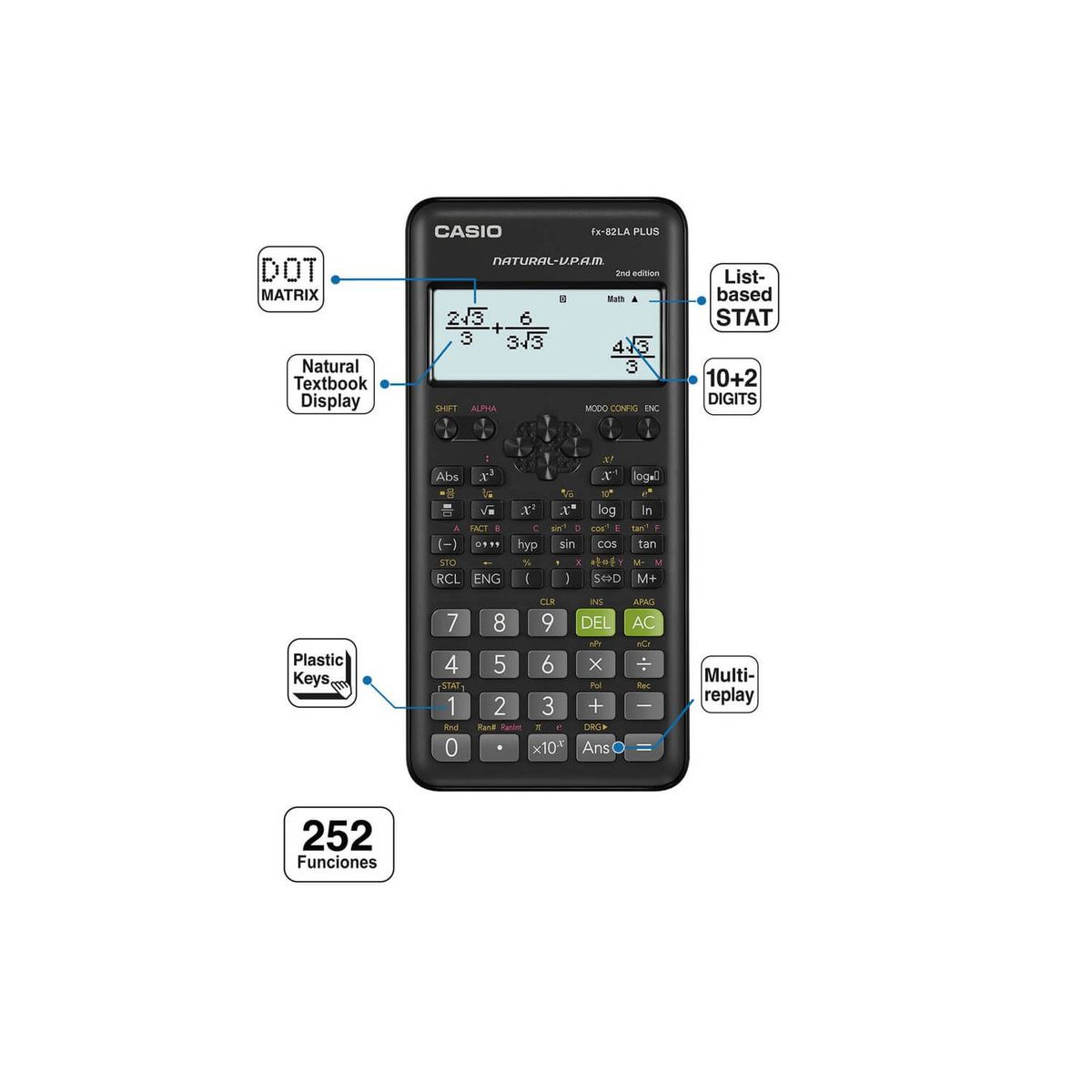 CASIO - Calculadora Científica Casio FX-82LA PLUS-2 BK  Negro