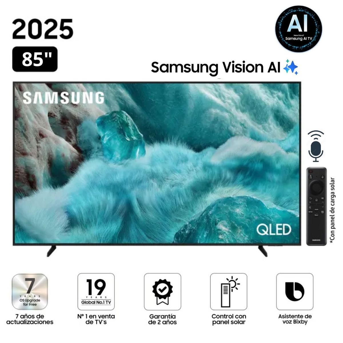 SAMSUNG - Televisor Samsung QLED 85" Visión AI Smart TV QN85Q7F - Nuevo 2025