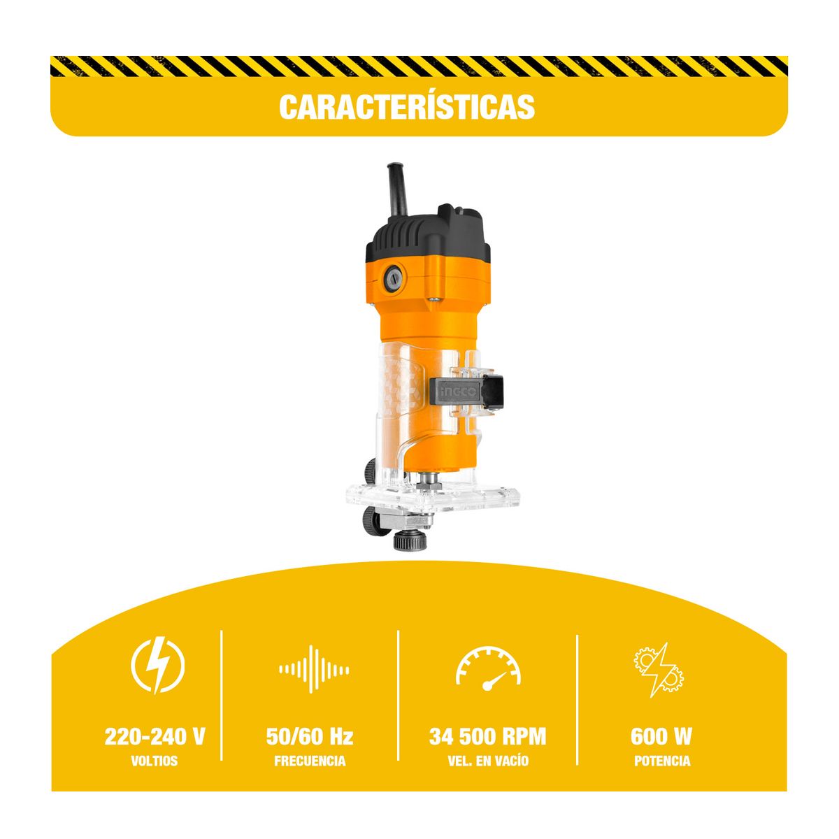 INGCO - Ruteadora Fresadora Palma 1/4'' Con Set 12 Fresas 6mm Ingco