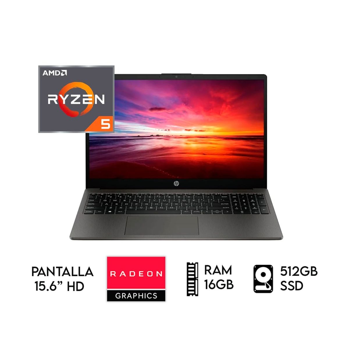 HP - LAPTOP HP 255 G10  RYZEN 5-7520U RAM 16GB SSD 512GB PANTALLA 15.6 "