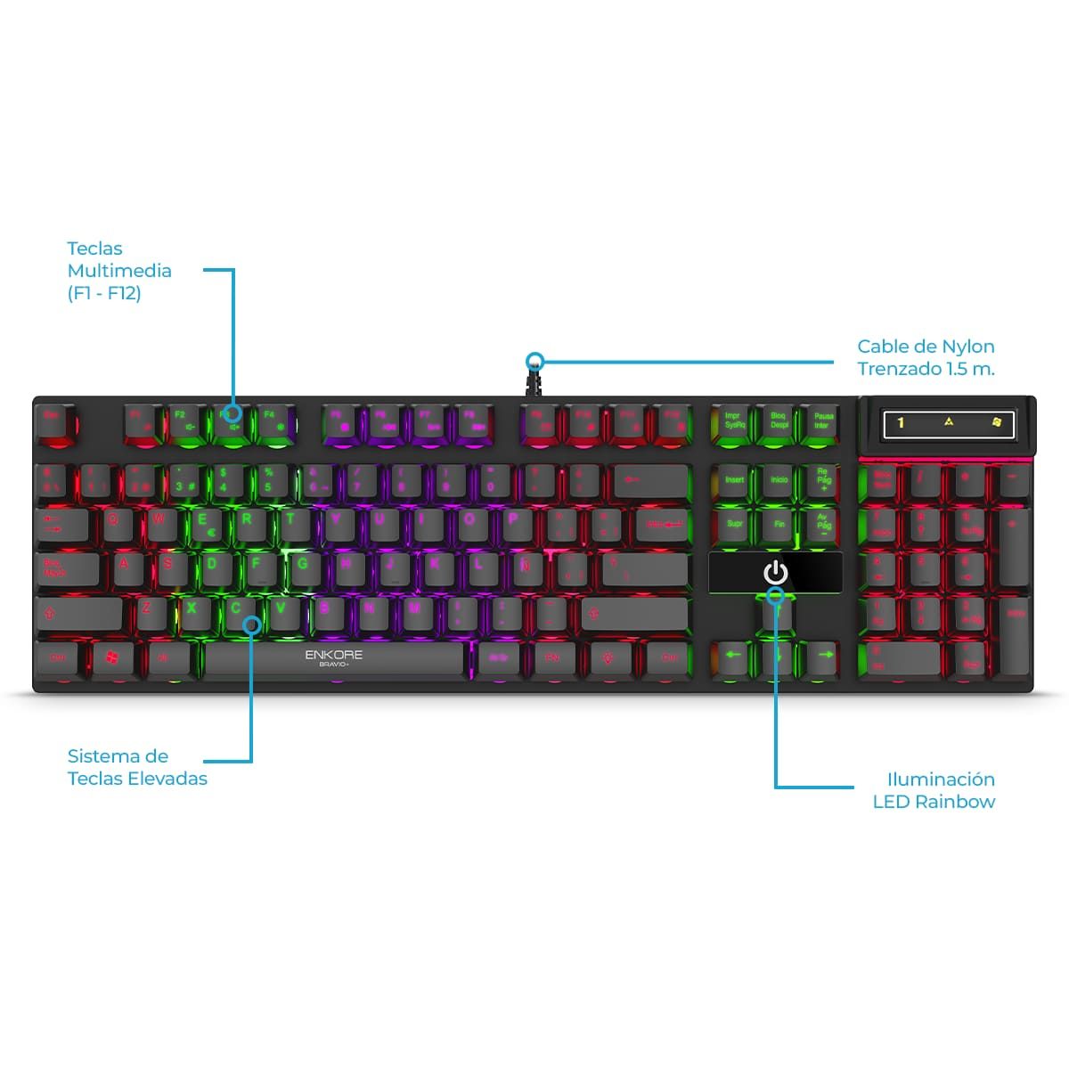 ENKORE - Kit Gamer 5en1 Teclado+Auricular + Mouse + Parlante + Pad Mouse Enkore Bravio5 ENTG1000-5