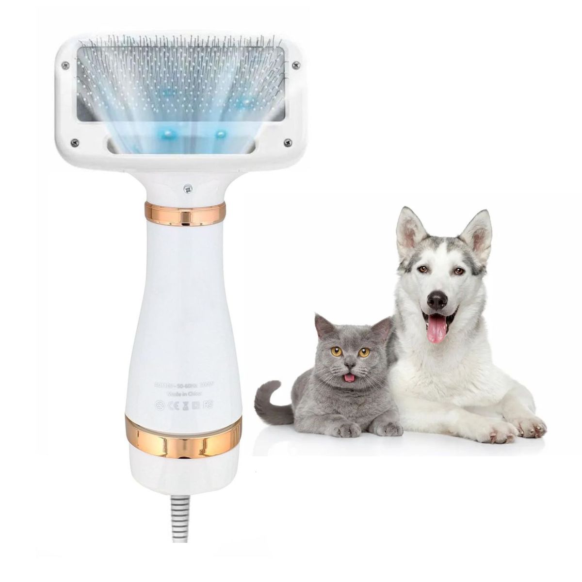 ROHS - Secador  Cepillo 2 en 1 para Mascotas Gatos Perros