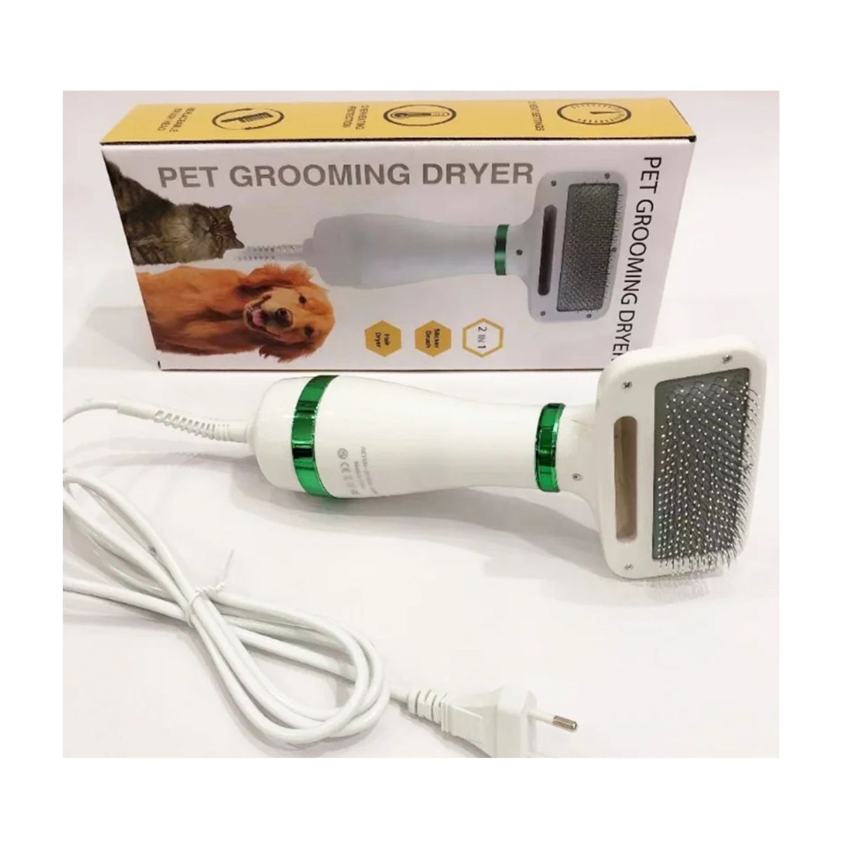 ROHS - Secador  Cepillo 2 en 1 para Mascotas Gatos Perros